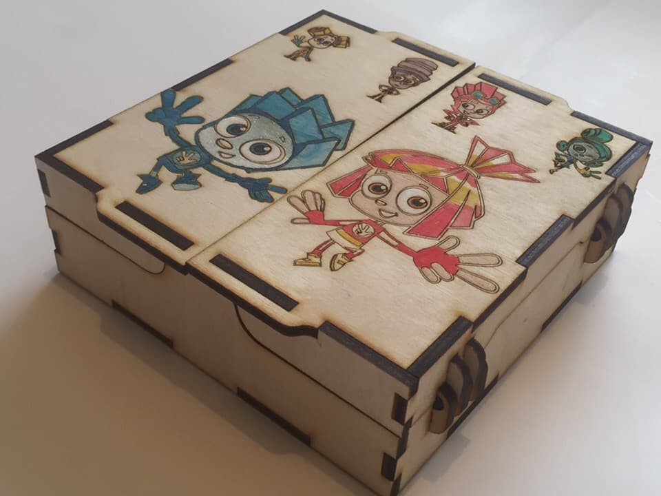 Custom Fixiki Cartoon Character Wooden Storage Box SVG Vector