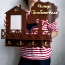 Customizable Family House Key Holder with Photo Frame Laser Cut Vector