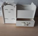 Cute Cat Desk Organizer with Drawer Laser Cut Vector File
