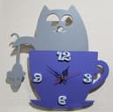Cute Cat in Teacup Wall Clock Laser Cut Vector File
