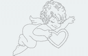 Cute Cherub Angel with Heart Vector Design DXF