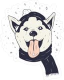Cute Husky Winter Sticker Vector for Laser Cutting and CNC