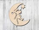 Cute Mouse on Moon Laser Cut Vector Design