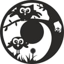 Cute Owls Circle Wall Art Vector for Laser Cutting