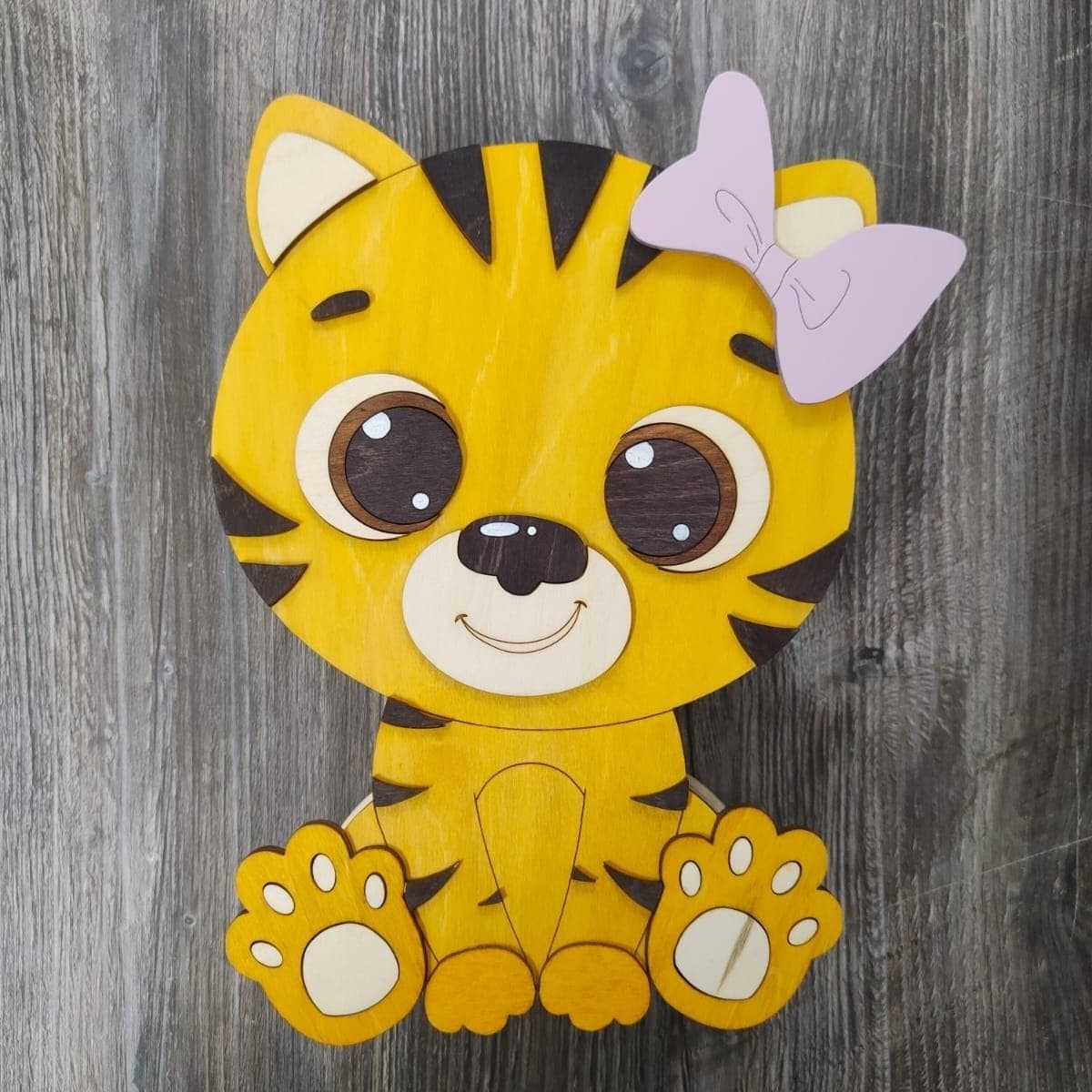 Cute Tiger Cub Wooden Candy Box Laser Cut Vector Files (DXF/SVG)