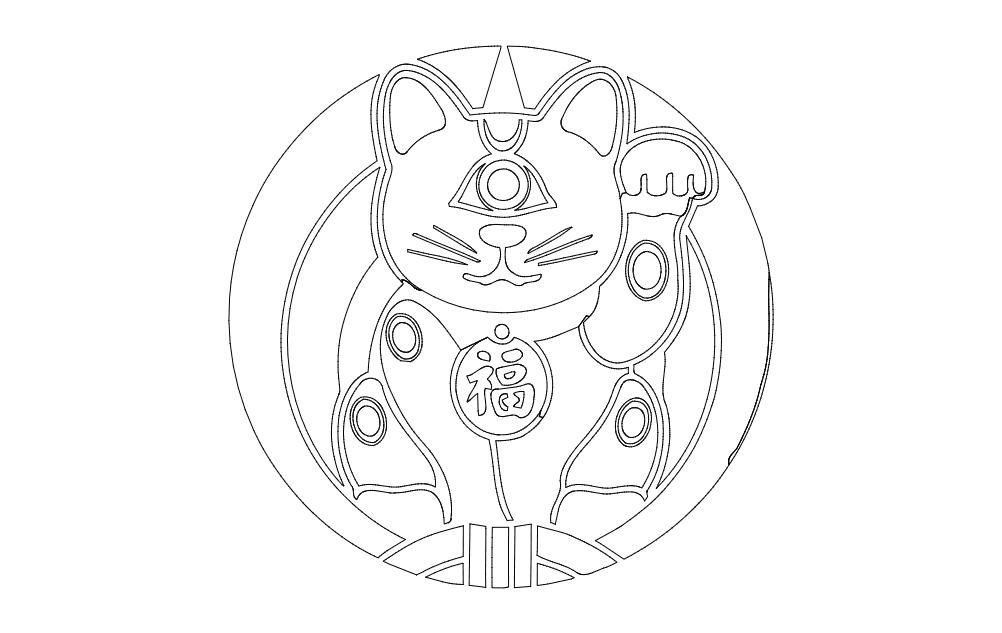 Cyclops Lucky Cat Vector Design for Laser Cutting DXF