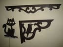 Decorative Corner Brackets and Cat Silhouette DXF Vector File