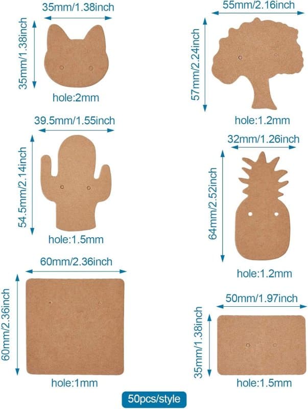 Decorative Earring Display Cards Vector Set for Laser Cutting