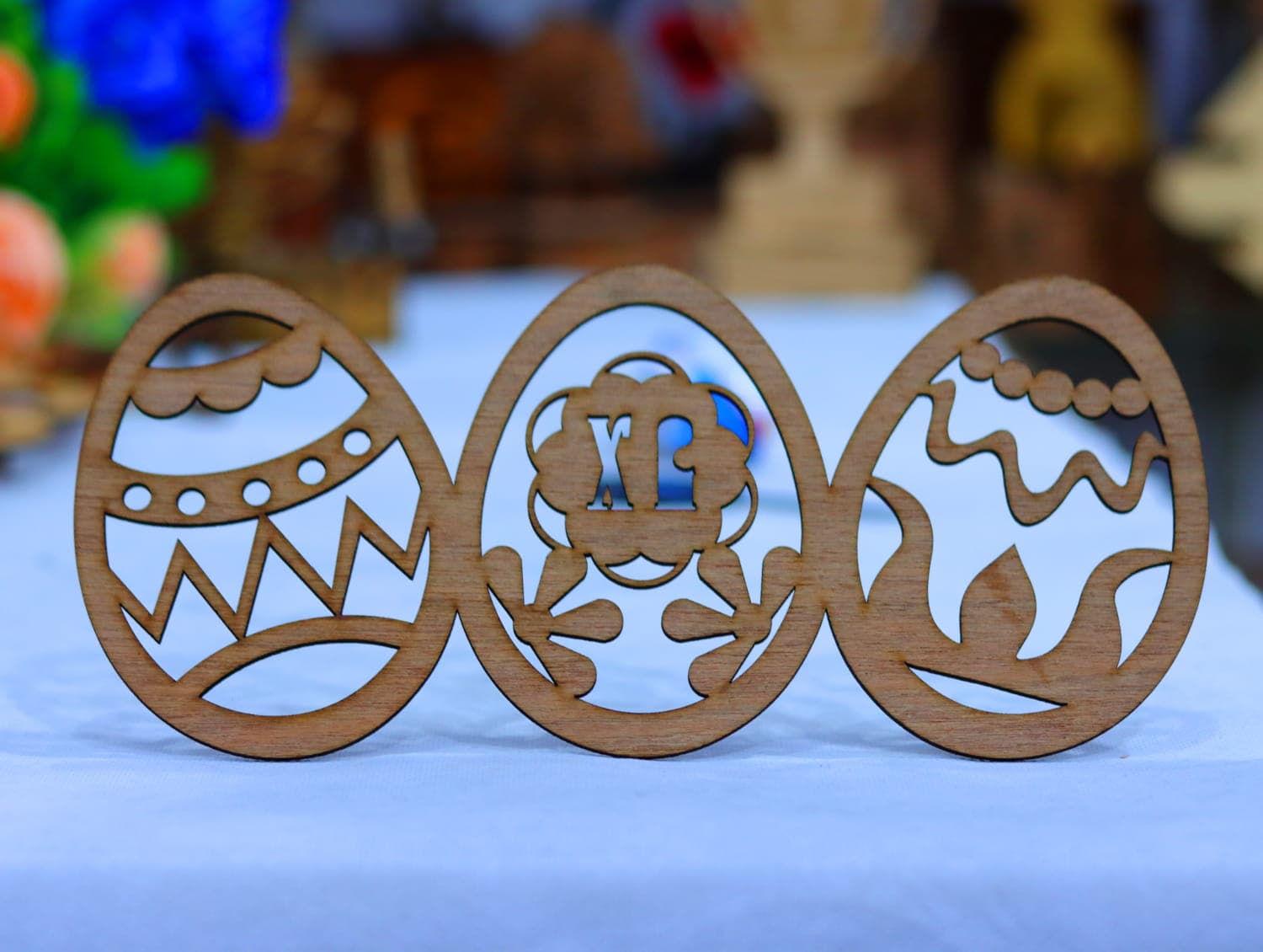 Decorative Easter Egg Trio Laser Cut File Vector