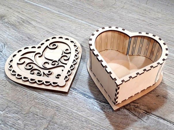 Decorative Heart Gift Box with Filigree Lid Laser Cut Vector