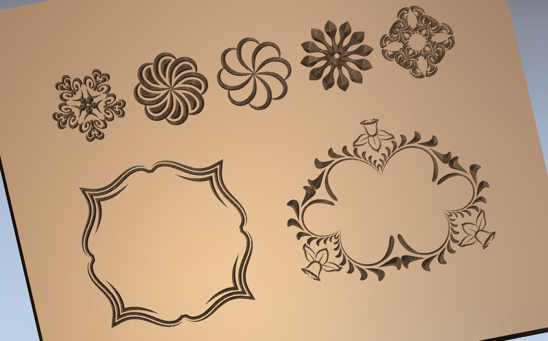 Decorative Ornamental Frames and Floral Motifs DXF File