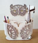 Decorative Owl Desk Organizer Laser Cut Vector File