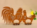 Decorative Rooster and Hen Egg Holder Laser Cut Vector