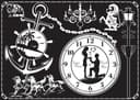 Decorative Wall Clock and Silhouette Scenes Vector Collection