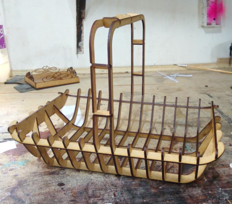 Decorative Wooden Basket Laser Cut Vector Plan (DXF)