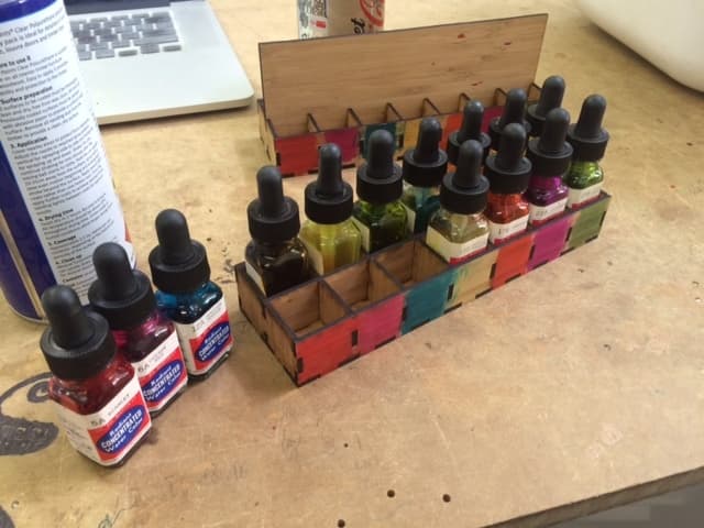 Desktop Watercolor Paint Organizer Laser Cut DXF File