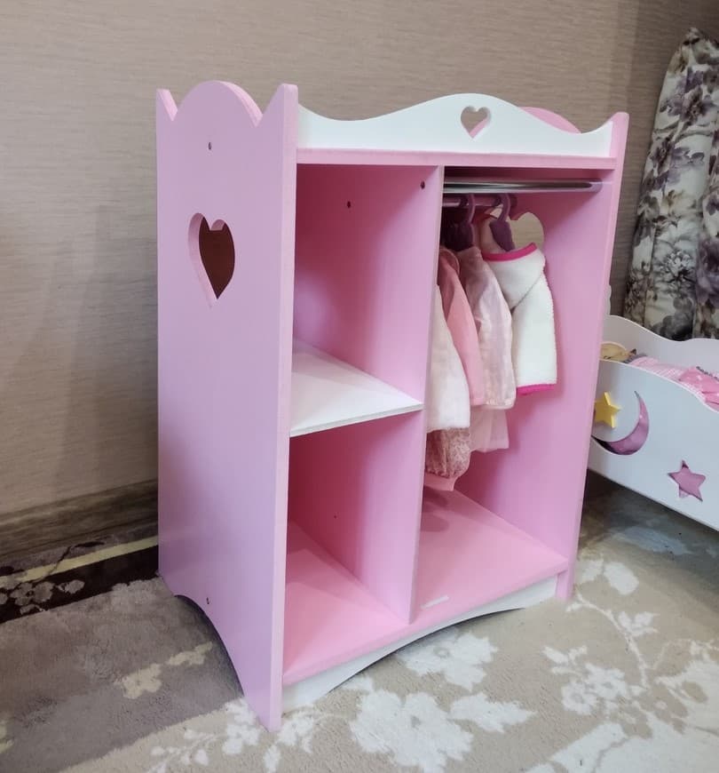 DIY Doll Wardrobe with Heart Details Vector Laser Cut File (DXF)