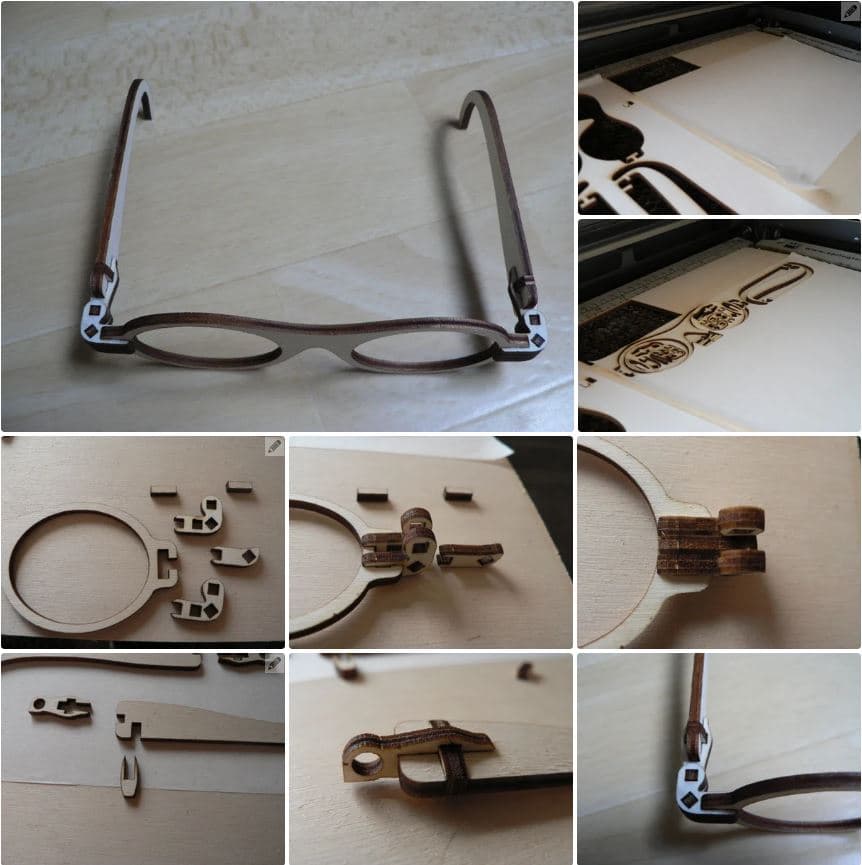 DIY Foldable Wooden Glasses Laser Cut Vector File