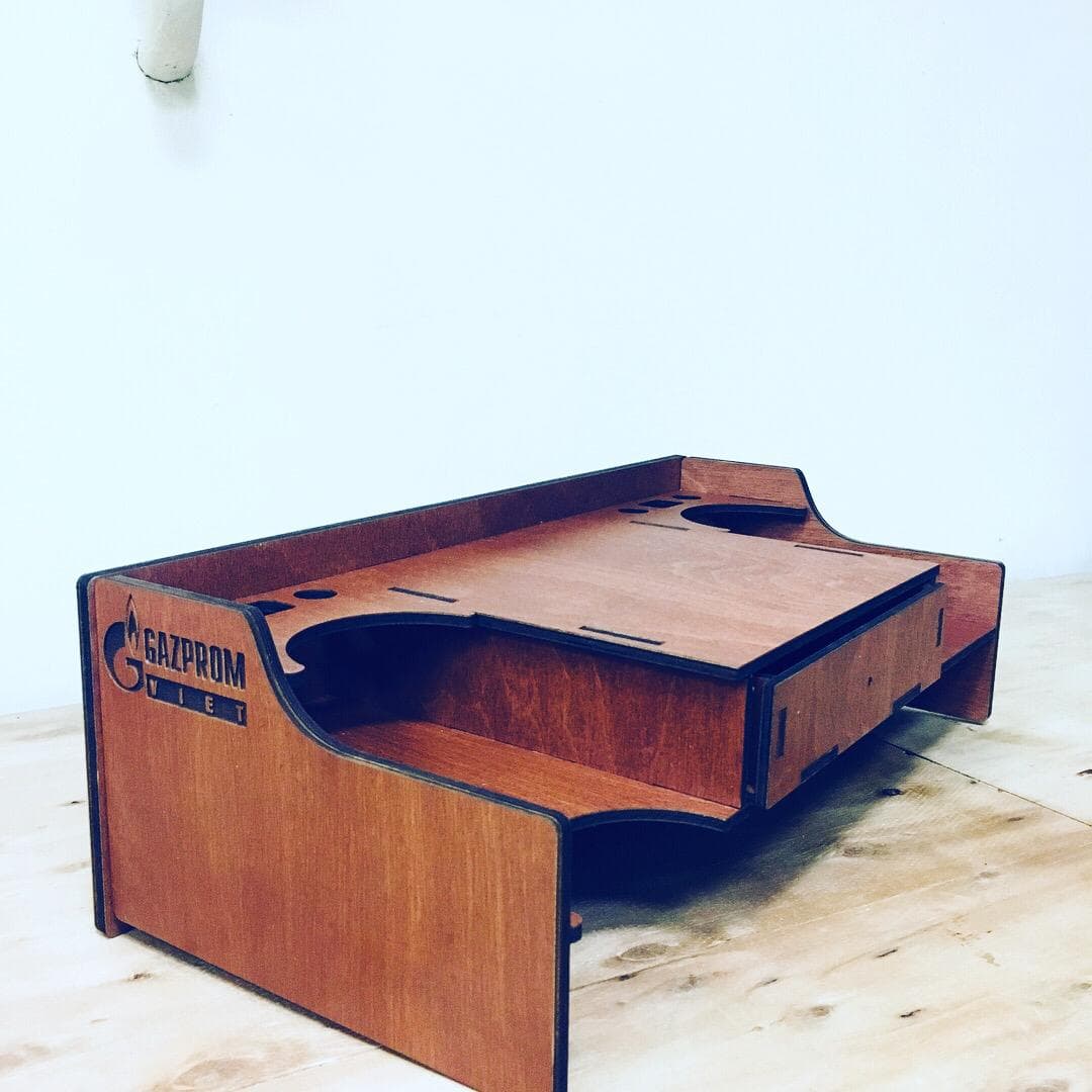 DIY Wooden Monitor Stand with Drawer Laser Cut Vector File