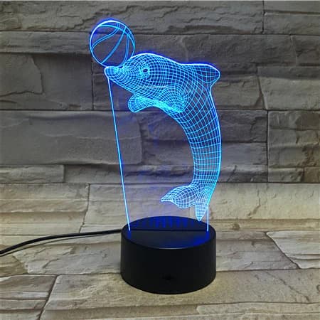 Dolphin Playing with Ball 3D LED Acrylic Lamp Vector Design