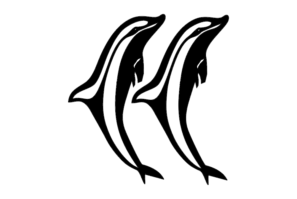 Double Dolphin Silhouette Vector Design DXF File