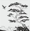 Eagle and Bonsai Tree Panel Laser Cut Vector File