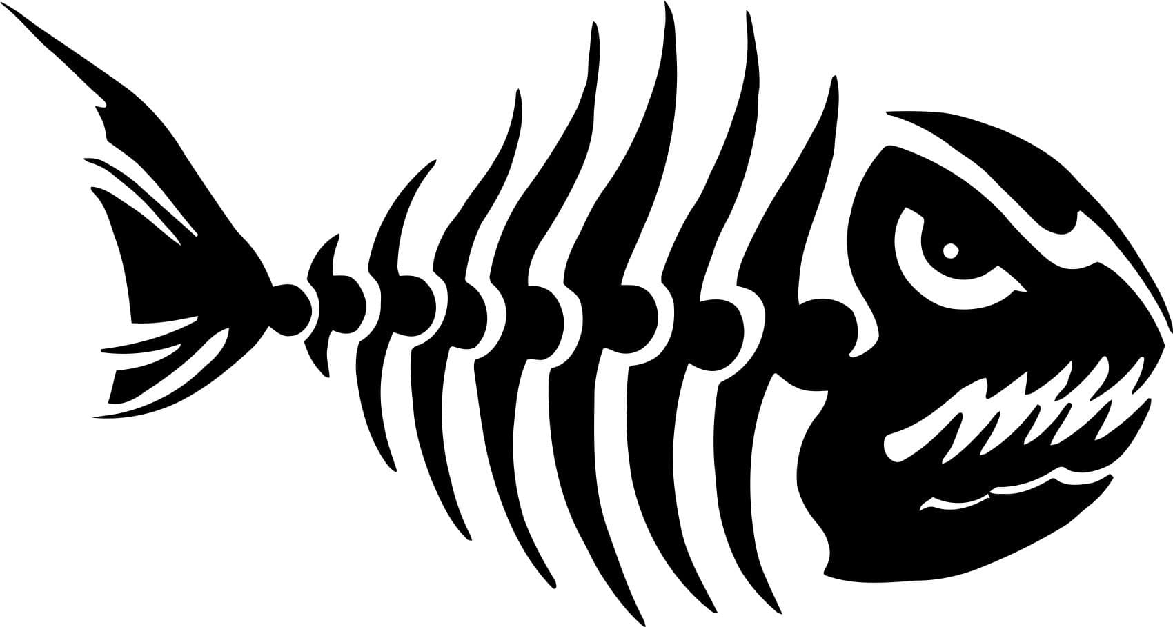 Edgy Fish Skeleton Silhouette Vector for Laser Cutting