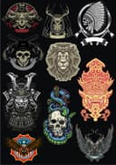 Edgy Skull and Warrior Emblem Vector Collection for Laser Cutting