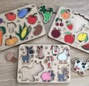 Educational Wooden Farm and Food Peg Puzzle Set Vector File