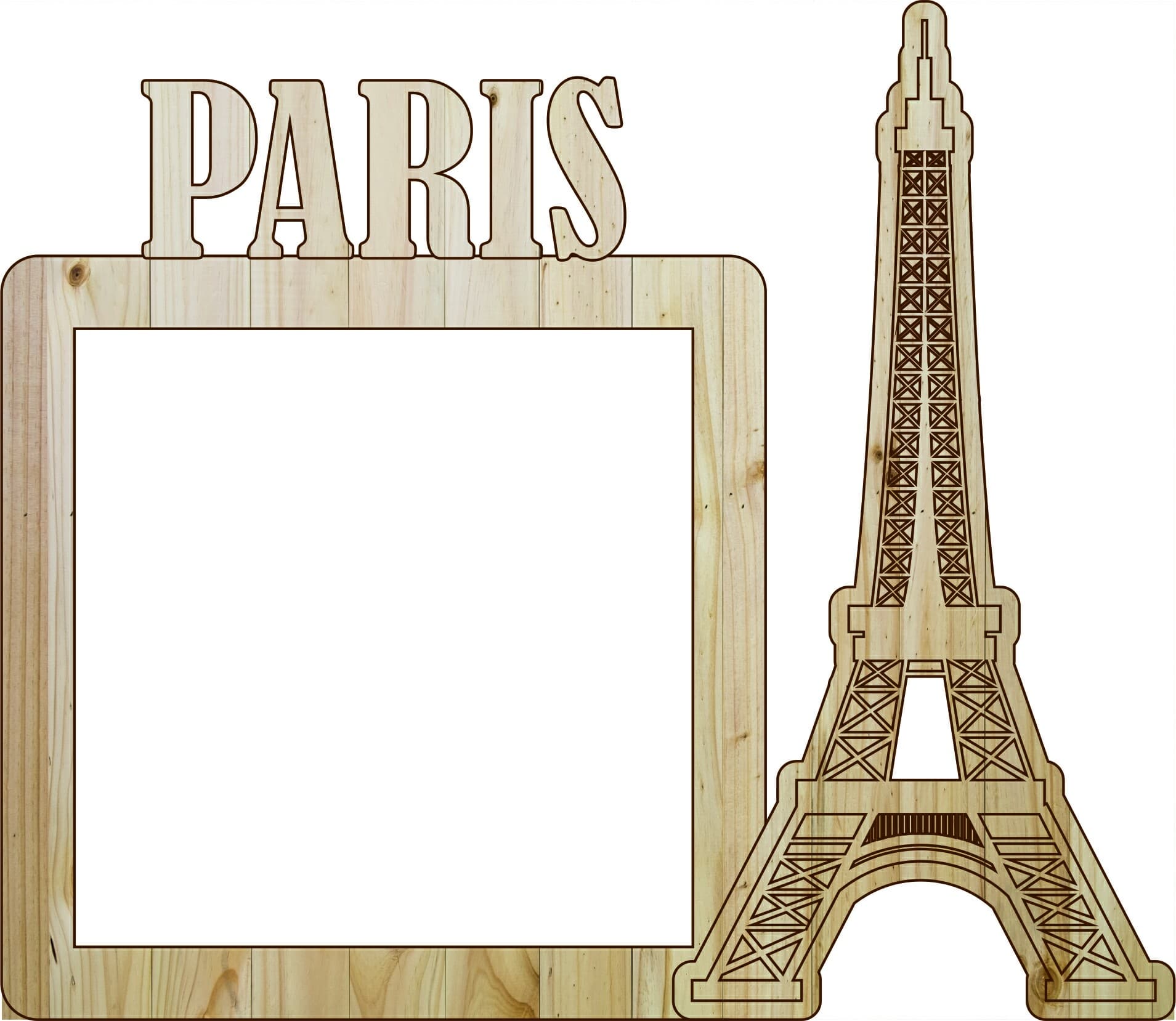 Eiffel Tower Paris Wooden Photo Frame Laser Cut Vector File (DXF/CDR)