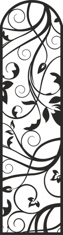 Elegant Arched Floral Panel Vector for Laser Cutting