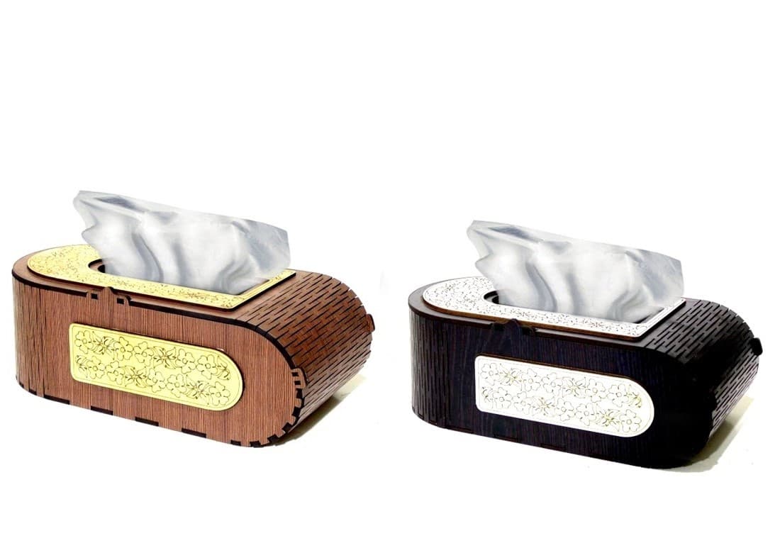 Elegant Curved Wooden Tissue Box Laser Cut Template DXF CDR