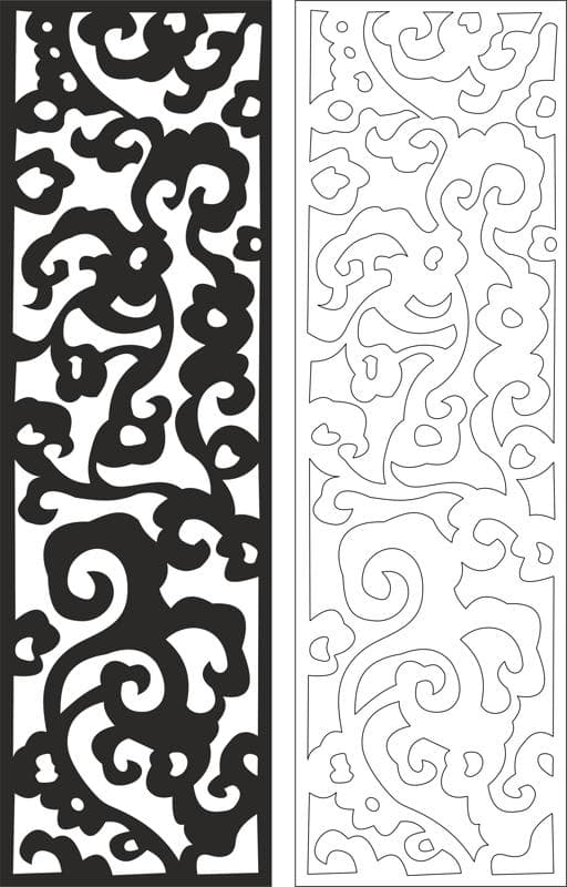 Elegant Floral Lattice Room Divider Vector DXF File