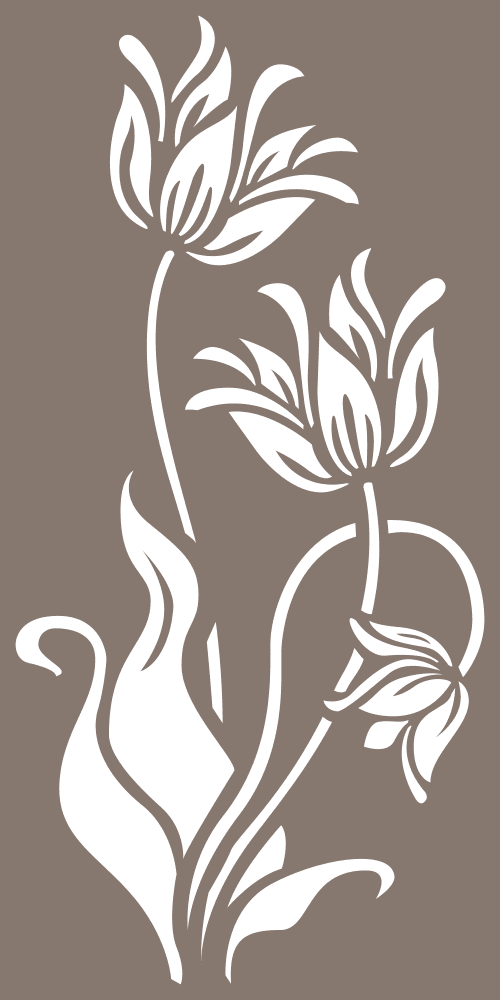 Elegant Floral Lily Stencil Vector for Laser Cutting DXF