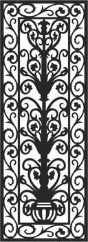 Elegant Floral Scrollwork Panel Vector for Laser Cutting