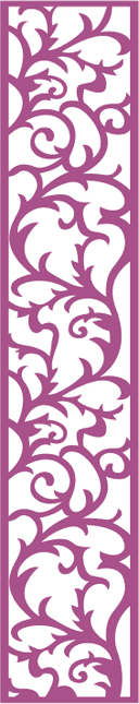 Elegant Floral Swirl Vertical Panel Vector for Laser Cutting