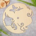 Elegant Girl with Butterfly Wall Clock Laser Cut Vector File