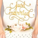 Elegant Just Married Wedding Cake Topper Laser Cut Vector