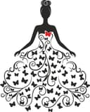 Elegant Lady Butterfly Dress Silhouette Vector for Laser Cutting