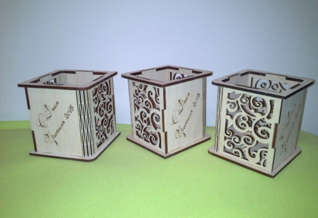 Elegant Laser Cut Square Pen Holder Vector File