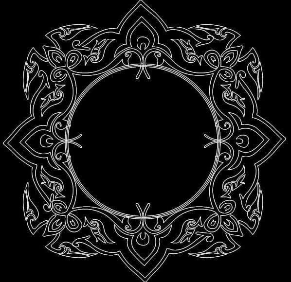 Elegant Ornamental Mirror Frame Vector Design (DXF)