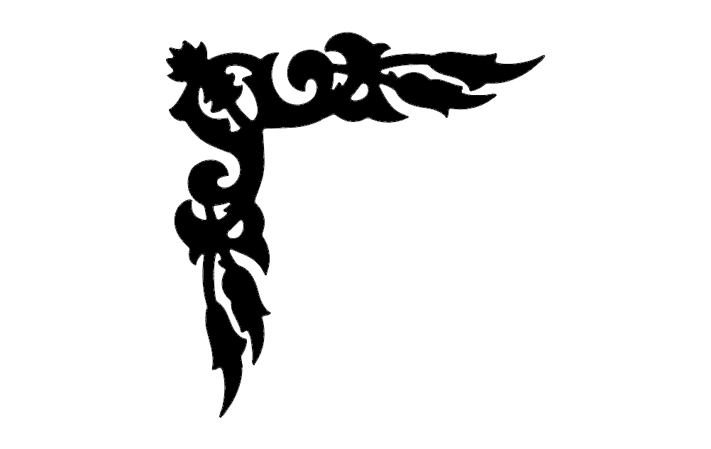 Elegant Ornate Corner Scroll Vector DXF for Laser Cutting