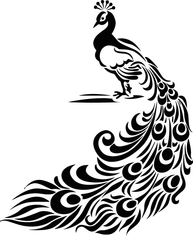 Elegant Peacock Silhouette Vector for Laser Cutting DXF