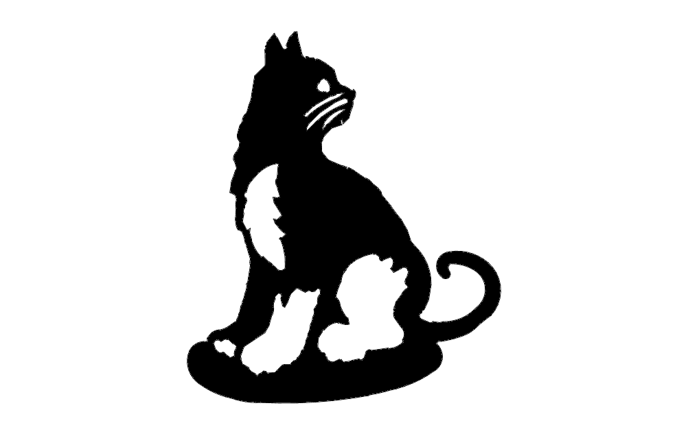 Elegant Sitting Cat Silhouette Vector DXF File