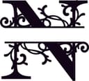 Elegant Split Monogram Letter N Floral Vector for Laser Cutting