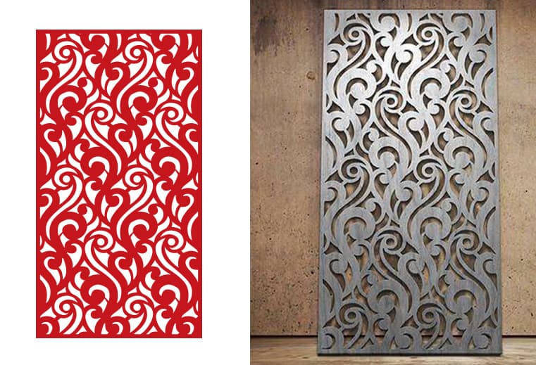 Elegant Swirl Pattern Laser Cut Panel DXF Vector File