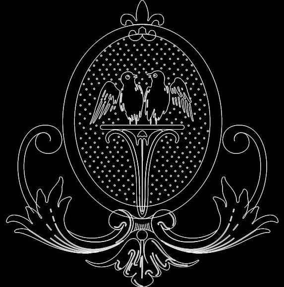 Elegant Victorian Birds Mirror Frame Vector DXF File