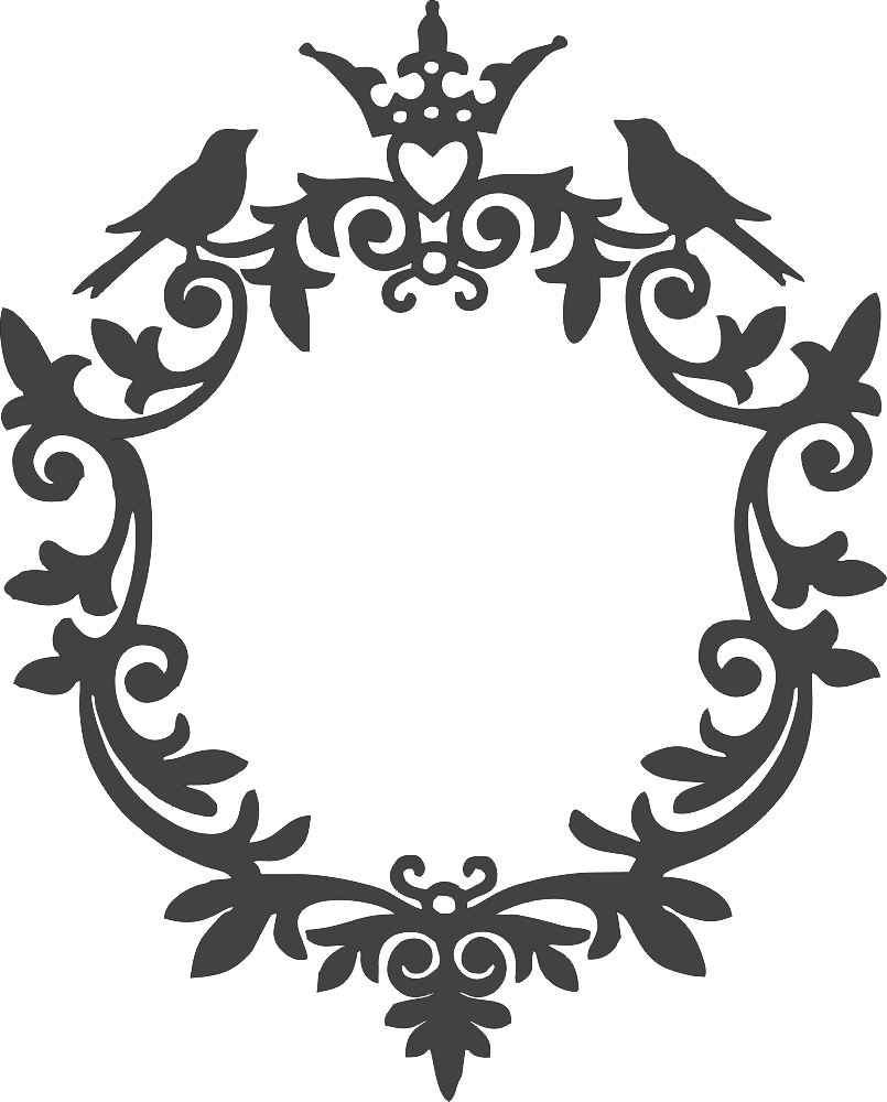 Elegant Vintage Ornamental Frame with Birds DXF Vector for Laser Cutting