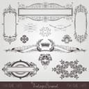 Elegant Vintage Ornamental Frames and Flourish Elements Vector Set