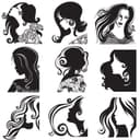 Elegant Women Hairstyle Silhouettes Vector Collection